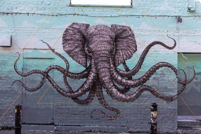 The Octopus Elephant, Alexis Diaz, London, street art animal