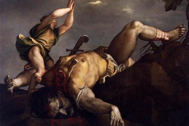 scènes bibliques dans l'art - David et Goliath de Tiziano Vecellio 