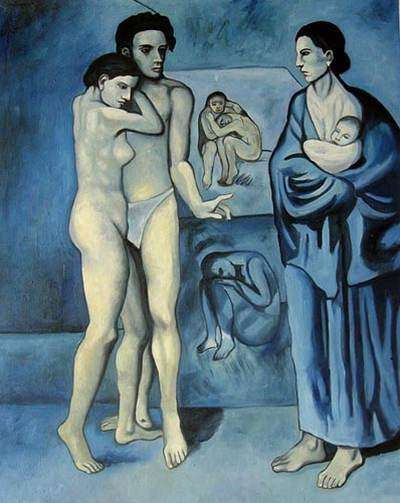 Période bleue de Picasso : Pablo Picasso, La Vie, 1903, Cleveland Museum of art