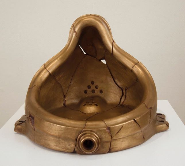 Mike Bidlo's work the Fractured Fountain (Not Duchamp Fountain 1917), 2015 