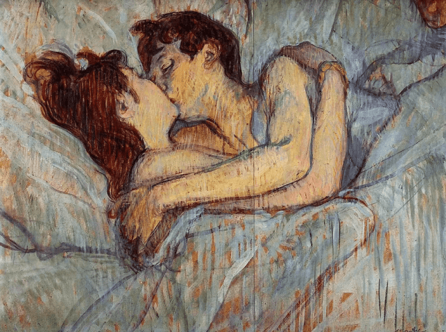henri de toulouse-lautrec in bed the kiss impressionist painting