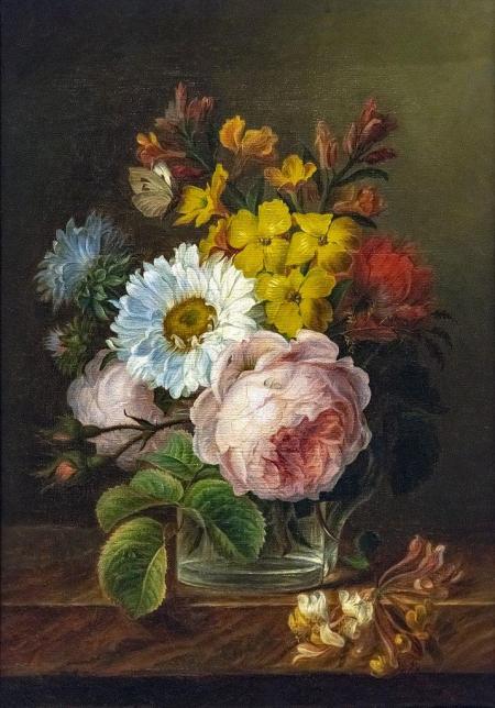 œuvres d'art rococo, Bouquet de fleurs dans un verre d'eau, Anne Vallayer-Coster, vers 1770-1800