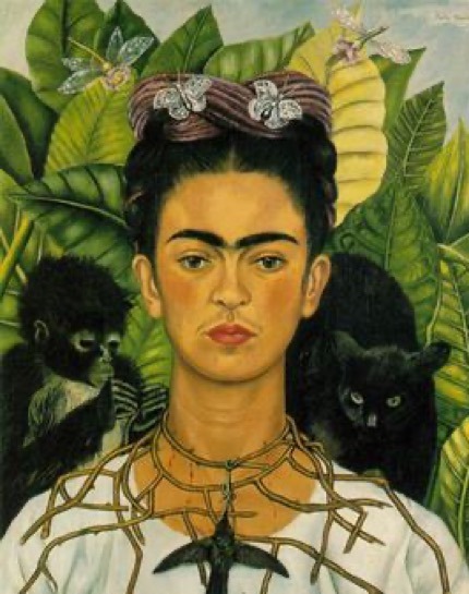 Frida Kahlo, Self-Portrait with Thorn Necklace and Hummingbird, 1940 © Wikimedia Commons