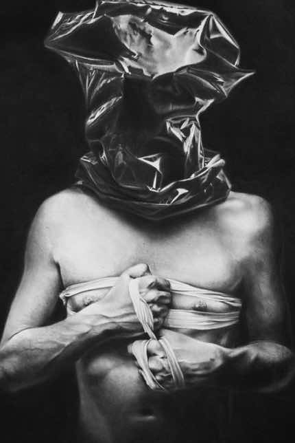 Philippe Huart, Cérémonie/ suffocation (noire), 2017, nude